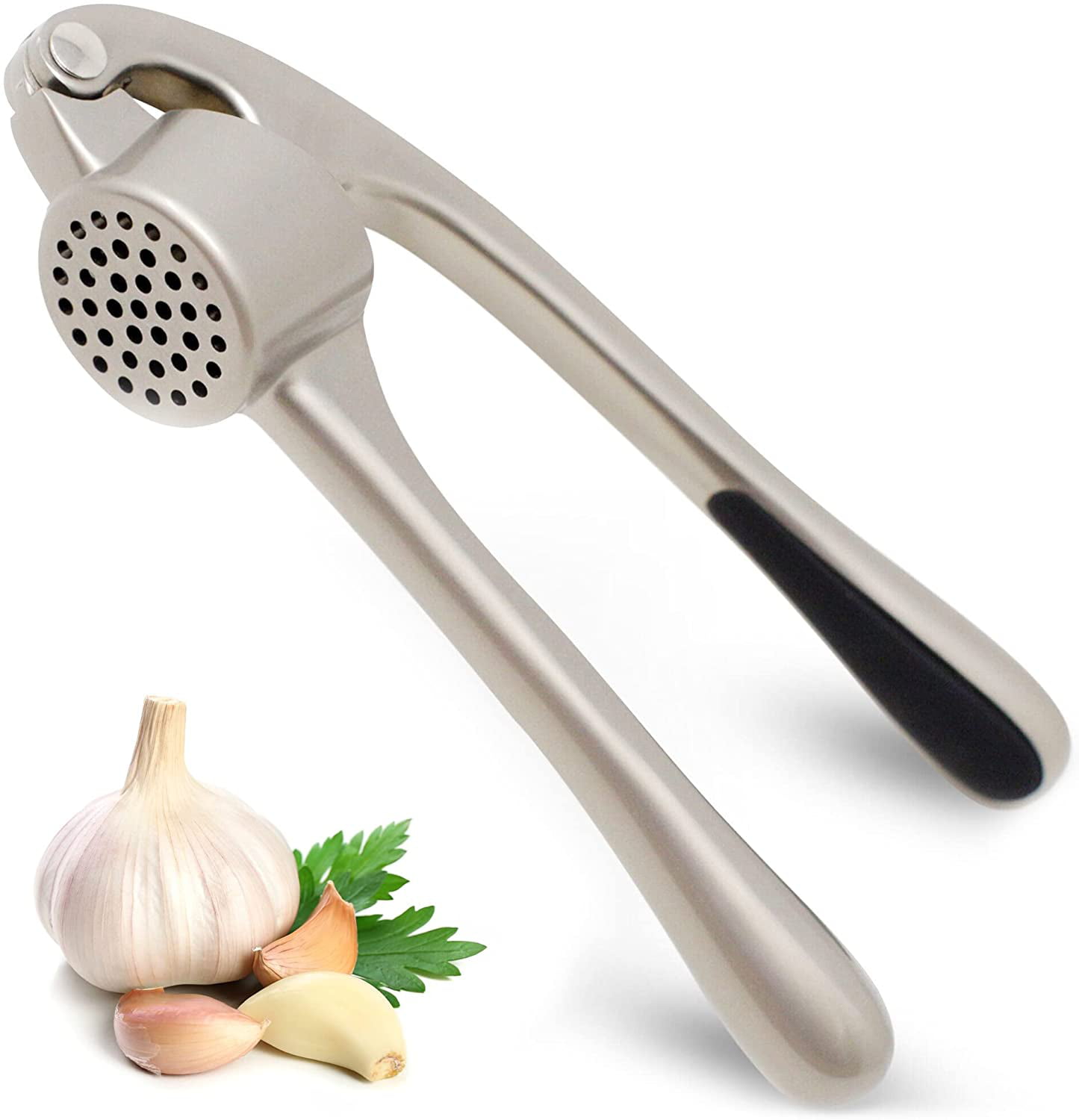 Garlic Crusher for Nuts & Seeds Sturdy Design Extracts More Garlic Paste Per Clove Premium Garlic Press with Soft Easy-Squeeze Ergonomic Handle Professional Garlic Mincer & Ginger Press