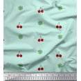 thumbnail image 1 of Soimoi Green polyester Crepe Fabric Snowflakes & Cherry Fruits Printed Craft Fabric by the Yard 42 Inch Wide, 1 of 3