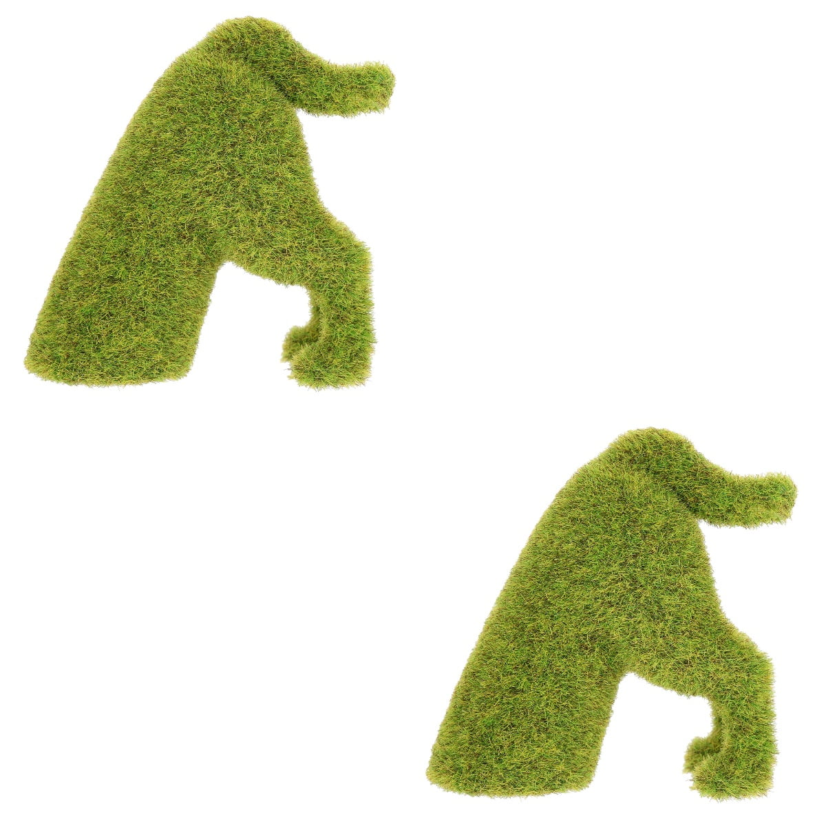 WORGEOUS 2pcs Moss Statue Flocked Puppy Flocking Peeing Sculpture Green Grass Topiary Figurines Artificial Turf Garden Table Centerpiece