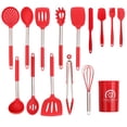 thumbnail image 2 of Ensemble d'Ustensiles de Cuisine en Silicone, Ustensiles de Cuisine 15 Pcs Ensemble d'Ustensiles de Cuisine, Batterie de Cuisine en Silicone Antiadhésive et Résistante à la Chaleur avec Poignée en Acier Inoxydable, Batterie de Cuisine Sans BPA Ensemble d'Outils de Cuisine, Rouge, 2 of 8