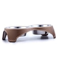 thumbnail image 2 of Plastic Framed Double Diner Pet Bowl in Stainless Steel, Large, Gold and Silver-Set of 6- Saltoro Sherpi, 2 of 5