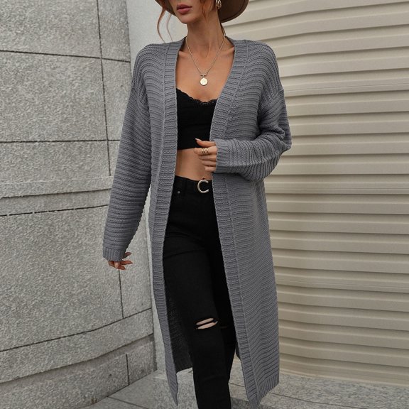 Babysbule Plus Size Womens Sweaters New Arrivals Fashion Women Winter Solid Color Casual Long Sleeve Long Sweater Coat Cardigan Blouse Tops Clearance Women's Fashion