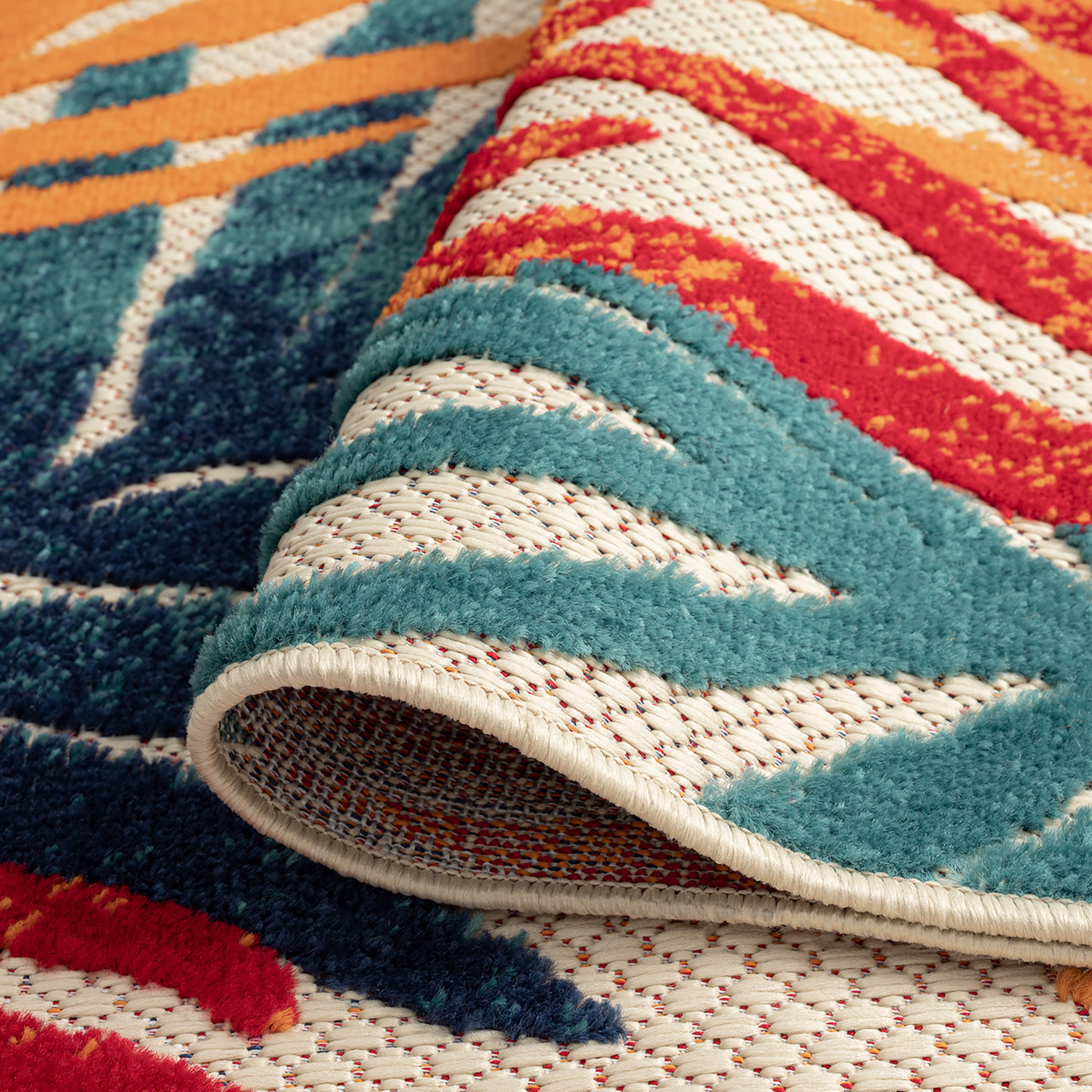 Oasis Modern Floral Multicolor Polypropylene Indoor Outdoor Area Rug, 9'x12' Rectangle