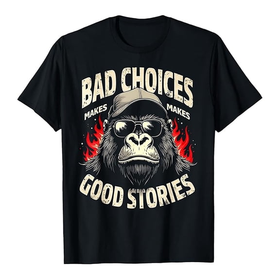 XIAONU Men's Gorilla Flame Letter Print T-Shirt Short Sleeve Crewneck Pullover Tee Soft Edgy Casual T-Shirts