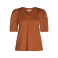thumbnail image 6 of The Pioneer Woman Mixed Media Top with Puff Sleeves, Sizes XS-3X, Women’s, 6 of 6