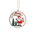 thumbnail image 2 of Mini 3.94" Round Wooden Hollow Christmas Ornaments Tree Decoration, Rustic Merry Christmas Hanging Ornament Wooden Hollow Blessed Words Winter Tree Wreath Decor for Farmhouse, Xmas Gift, 2 of 6