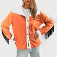 thumbnail image 4 of BiZtdJrK Hippie Clothes for Women Vintage Fringe Jackets Casual Button Lapel Long Sleeve Cardigans Trendy Colorblock Tassel Coat Going Out Tops Sales of the Day Orange XL, 4 of 9