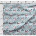 thumbnail image 2 of Soimoi Llama Alpaca Printed, Japan Crepe SatinFabric, by The Yard 54 Inch Wide, Decorative Sewing Fabric for Dresses Kimonos Gowns, Sky Blue & Red, 2 of 5