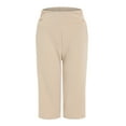thumbnail image 4 of felwors Capris for Seniors Stretch High Waisted Crop Office Work Pants Summer Casual Capri Slacks Yoga Dress Pant Beige, L, 4 of 8