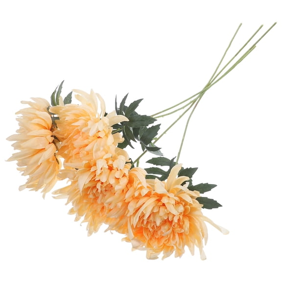 ETEREAUTY 4Pcs Realistic Artificial African Daisies Orange Flower Stems for Office and Shop Decoration