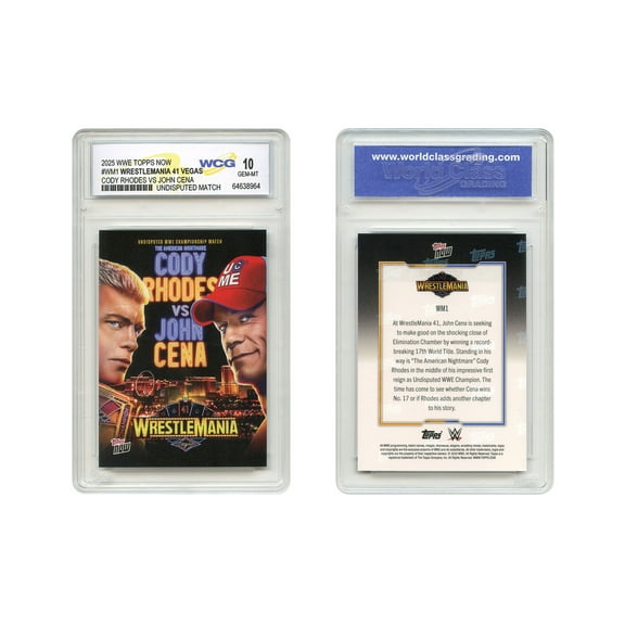 2025 WWE Topps CODY RHODES vs JOHN CENA WrestleMania 41 Card #WM1 Graded GM-10