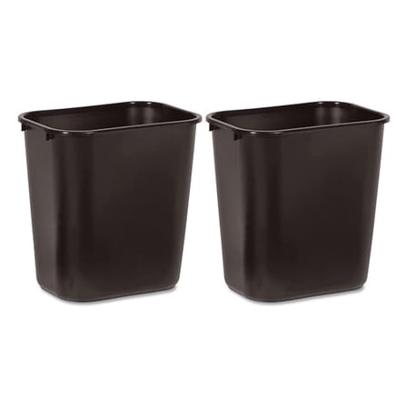 295600BK Deskside Plastic Wastebasket, Rectangular, 7 gal, Black (2)