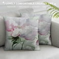 thumbnail image 3 of GOSMITH  Flower Throw Pillow Cushion Cover, Floral Pink Roses Tulips Abstract Garden Leaves with Petals and Buds Detailed Print Image, Decorative Square Accent Pillow Case White, 3 of 5