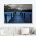 thumbnail image 3 of Canvas Print Wall Art Evening on Black & Blue Grayscale Beach Pier Nature Wilderness Digital Art Realism Chic Colorful Multicolor Ultra for Living Room, Bedroom, Office - 12"x18", 3 of 5