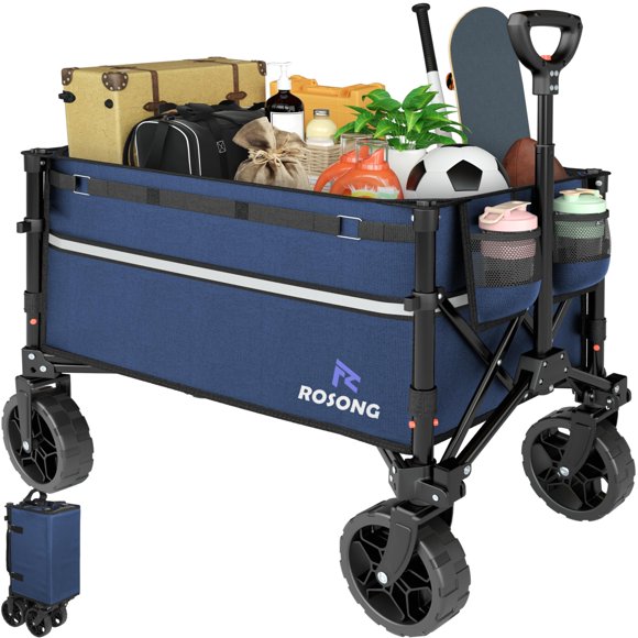 Carrito plegable ROSONG plegable con ruedas azul marino