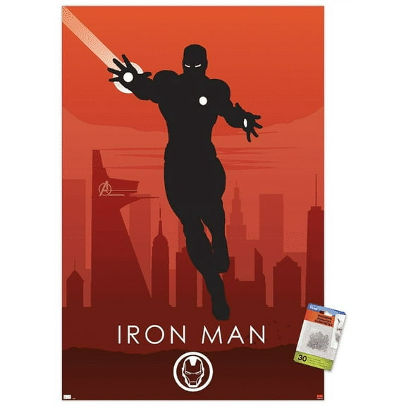 Marvel Heroic Silhouette - Iron Man Wall Poster with Pushpins, 22.375" x 34"