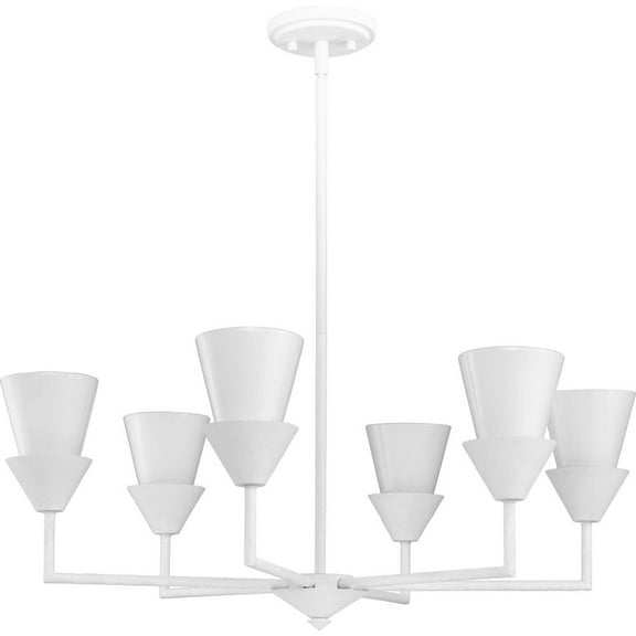 P400372-197-Progress Lighting-Pinellas - 6 Light Chandelier-11.25 Inches Tall and 30 Inches Wide-Whiteplaster Finish