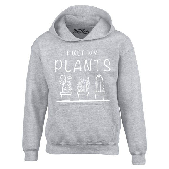 Shop4Ever Men's I Wet My Plants Hooded Sweatshirt Hoodie X-Large Sports Grey