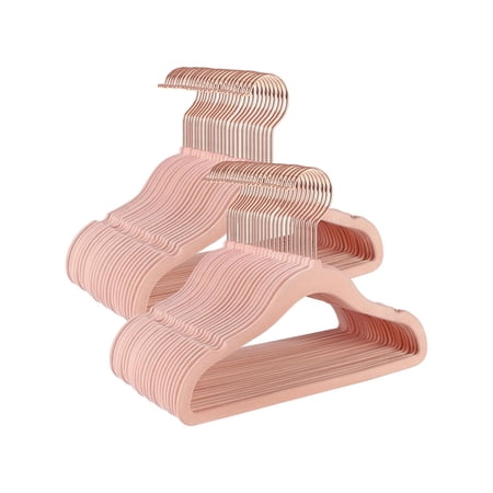 odorsTT Pink Baby Hangers Pack Of 50, Children's Hangers for Closet with Rose Gold Hooks, Premium Velvet Hangers for Nursery, Non-Slip Hangers