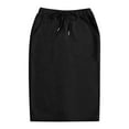 thumbnail image 3 of Women's High Waist Drawstring Midi Sweat Skirt - Polyester Casual Skirt with Pockets, S-XXL, 3 of 3