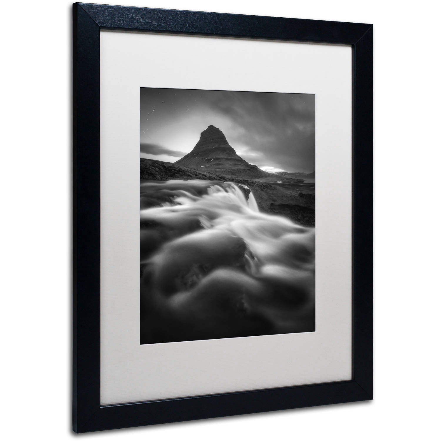 Trademark Fine Art "Kirkjufell" Canvas Art by Mathieu Rivrin, White Matte, Black Frame
