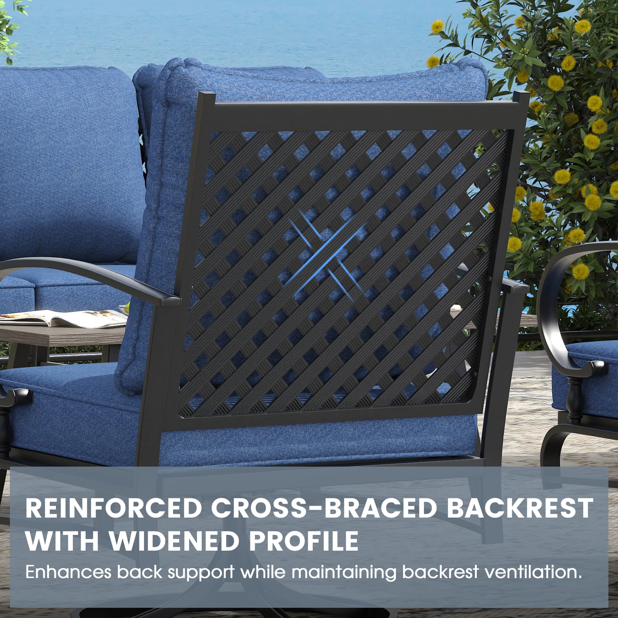 Vicllax 7-Seater Patio Conversation Set Outdoor Sofa Furniture Set with Coffee Table, Blue