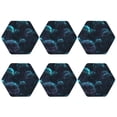 thumbnail image 2 of Disketp Ice blue light spot jellyfish Funny Coasters,6 Pcs Leather Coasters with Holder, Perfect Housewarming Hostess Gifts,Protect Furniture from Water Marks Scratch and Damage,Hexagon, 2 of 7