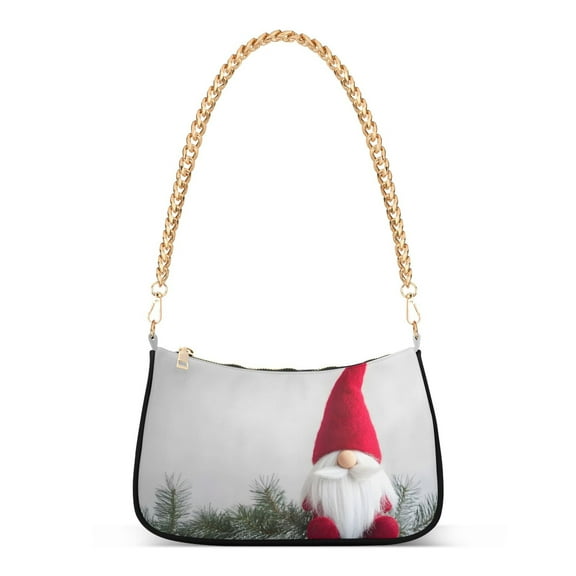 Ryvnso Christmas Gnome Womens Chain Shoulder Bag Tote Handbags Clutch Hobo Purse with Zipper for Travel