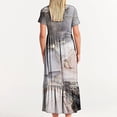 thumbnail image 4 of Penkiiy Women Marble Print Short Sleeve Dress Loose Plain Casual Summer Flowy Tiered Long Maxi Dresses with Pockets 2XL Gray, 4 of 7