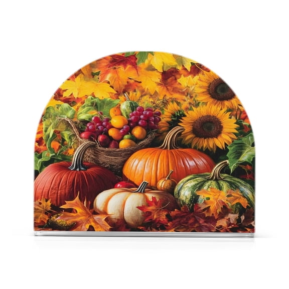 Ryvnso Autumn Pumpkins Sunflower Acrylic Napkin Holder Table Kitchen Paper Tissue Organization