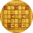 thumbnail image 1 of Ahgly Company Indoor Round Abstract Yellow Contemporary Area Rugs, 3' Round, 1 of 4
