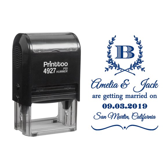 Printtoo Self Inking Dater Stamp With Invoiced By Text And Sign Space Office Rubber Stamp-Blue