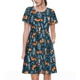 thumbnail image 1 of Balery cute fall fox Vestidos sueltos de manga corta para mujer, vestidos de verano 2025, vestidos casuales de corte A con vuelo., 1 of 6
