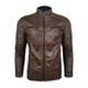 thumbnail image 1 of Guardurnaity Disfrute de la comodidad y el estilo con la chaqueta de cuero de PU para hombre Chaqueta de motocicleta de cuero sintético Chaqueta Camisetas cafe l, 1 of 6