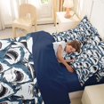thumbnail image 4 of Feelyou Cartoon Ink Shark Twin Bedding Sets for Men Boys, Line Art Animal Bedding Comforter Set, Blue White, Blue Reversible, 7pcs, 4 of 7