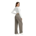 thumbnail image 5 of TEMOFON Wide Leg Ribbed Pants Women High Waist Knit Lounge Pants Comfy Fall Casual Brown Trousers with Elastic Waist L, 5 of 7