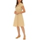 thumbnail image 4 of Vestido midi de algodón con botones y mangas cortas de INSPIRE CHIC S Caqui, 4 of 6