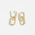 thumbnail image 4 of 1 Pair Women Earrings Paper Clip Shape Geometric Polished Copper Pure Color Hollow Out Daily Commute Ear Jewelry Short Hanging Earrings -Golden, 4 of 8