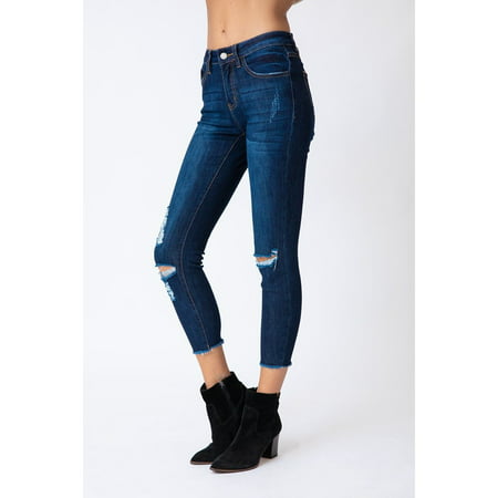 Kan Can Women's Mid Rise Super Skinny Distressed Jeans - KC6003 ...