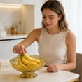 thumbnail image 4 of Yellow Fruit Bowl with Pedestal Decorative Serving Bowl Modern Centerpiece Bowl for Kitchen Counter Dining Table Bowl for Fruit Snacks Candy Nuts Home, 4 of 6