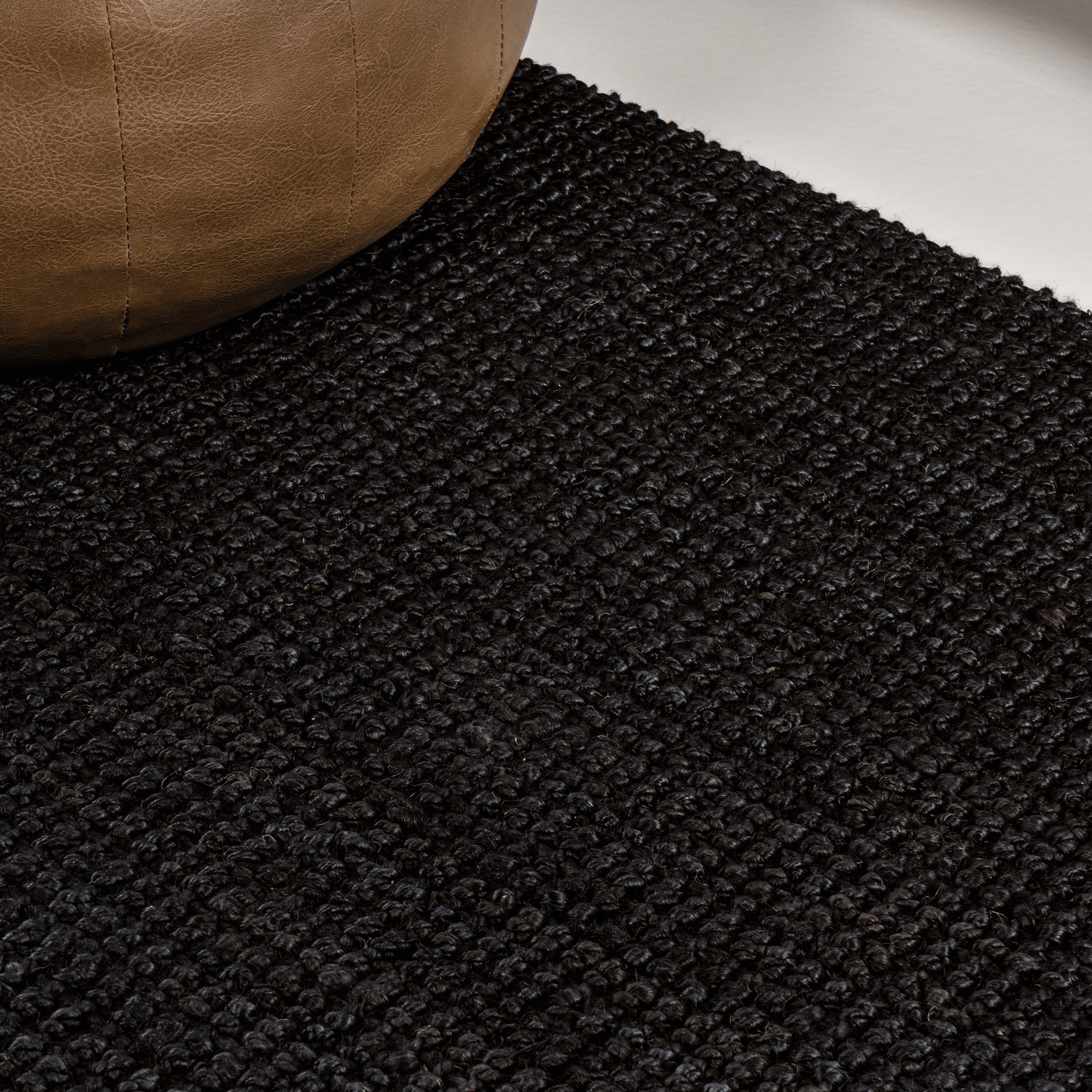 JONATHAN Y NATURAL FIBER 4 x 6 Area Rug, Pata Hand Woven Chunky Jute - Black, NRF102E-4