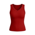 thumbnail image 6 of ThreadVibe Womens Plus Size Tank Tops V Neck Sleeveless Ribbed Tank Casual Basic Thick Strap Slim Fitted Racerback Shirts Cute Going Out Top,Business Casual Outfits, 6 of 7