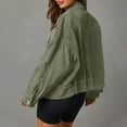 thumbnail image 7 of Oplxuo Women's Cropped Denim Jackets Button Down Lapel Long Sleeve Chic Streetwear Cargo Outwear with Pockets, 7 of 7