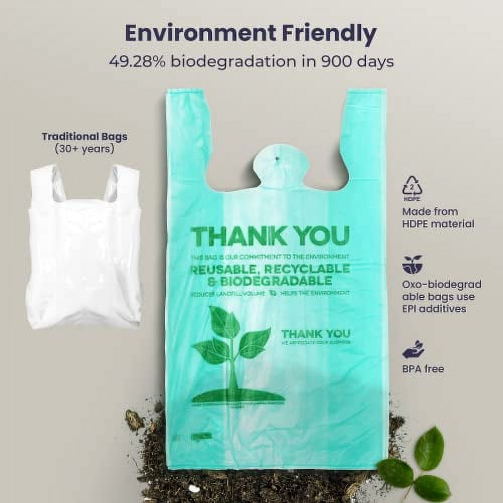 [1000 Pack] Reusable Plastic T-Shirt Bag Eco Friendly Grocery Shopping  Thank You Recyclable Trash Basket Bags