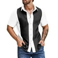 thumbnail image 2 of Huesdet Mens Cotton Linen Shirt Casual Button Up Short Sleeve Shirts Summer Cuban Vacation Beach Shirts with Pocket(Black2,XXL), 2 of 4