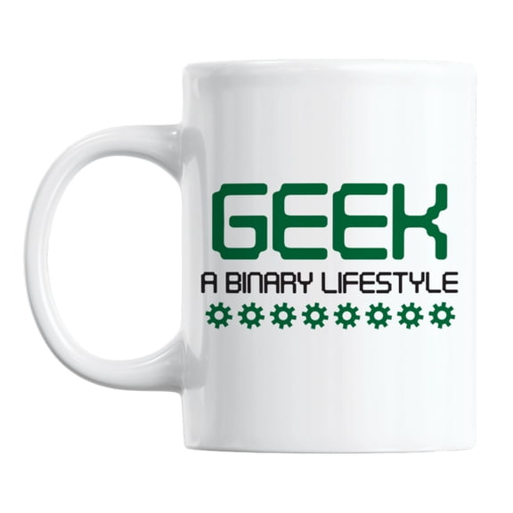 Geek, A Binary Lifestyle White Ceramic Coffee & Tea Mug for a Programmer (11oz)