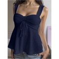 thumbnail image 5 of otnbgsr Women's Eyelet Embroidered Tank Top Y2K Tie Front Ruched Sleeveless Peplum Cami Going Out Fashion Top, 5 of 11