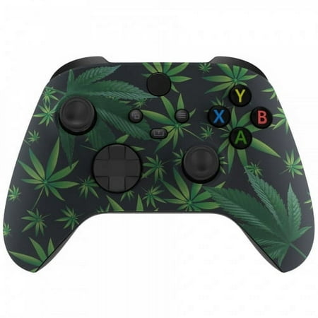 "420 Cannabis Leaves" Xbox One X UN-MODDED Custom Controller Unique Design (with 3.5 jack)