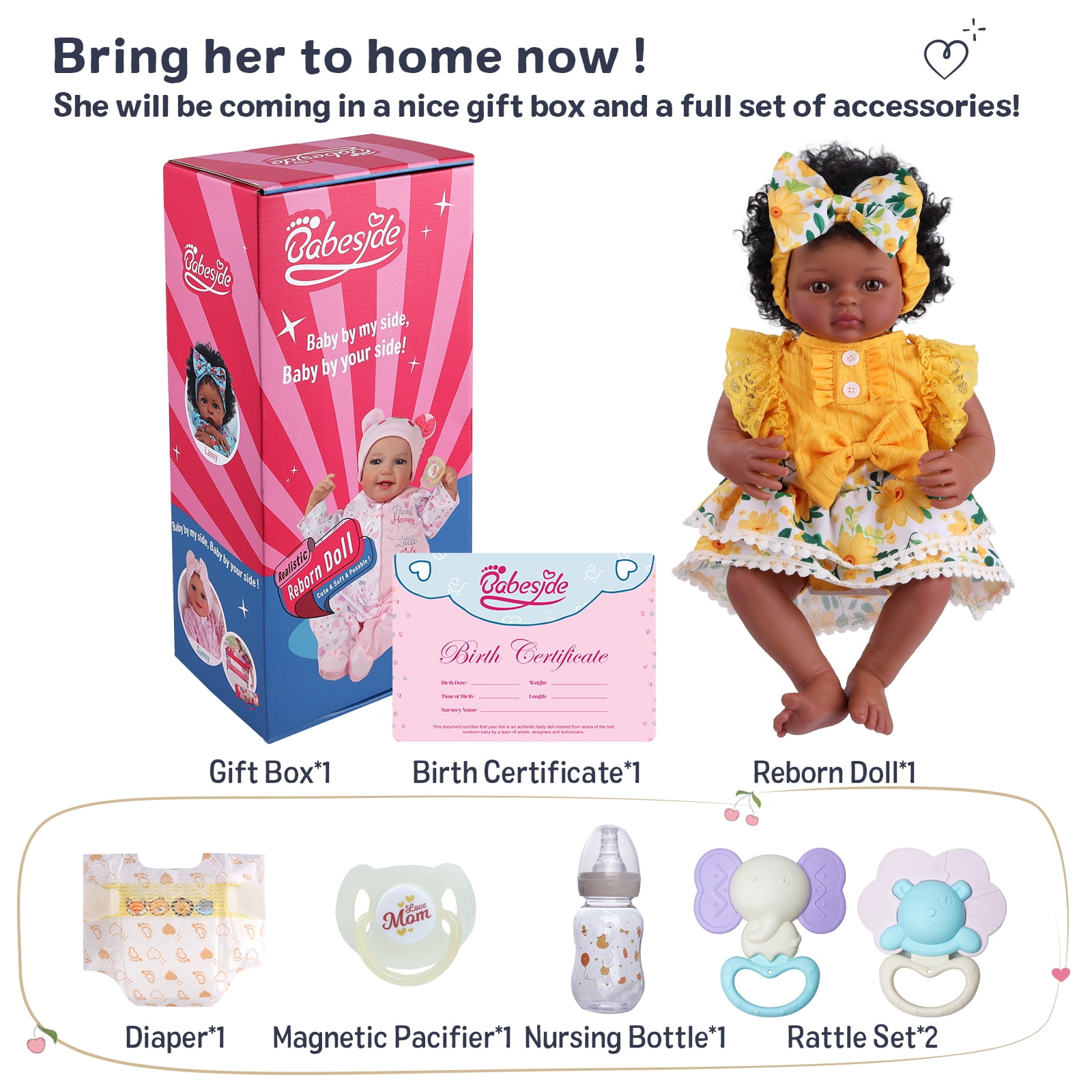 RSG Lifelike Reborn Baby Dolls Black Girl- 17 Inch Soft Body - Handmade Real Life Baby Dolls with Clothes and Toy Gift for Kids Age 3+
