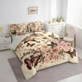 thumbnail image 3 of Homewish Teenagers Girls Gradient Flying Butterflies Bedding Comforter Set 7-Piece,Chic Floral Flowers King Bedding Sets,Vintage Aesthetic Ultra Soft Bed Sheets,Lightweight Room Decor,Reversible, 3 of 8